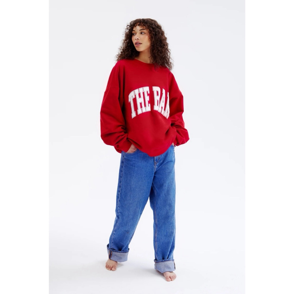 Women's THE BAR Red & White Varsity Sweatshirt XXL - Picture 2 of 5